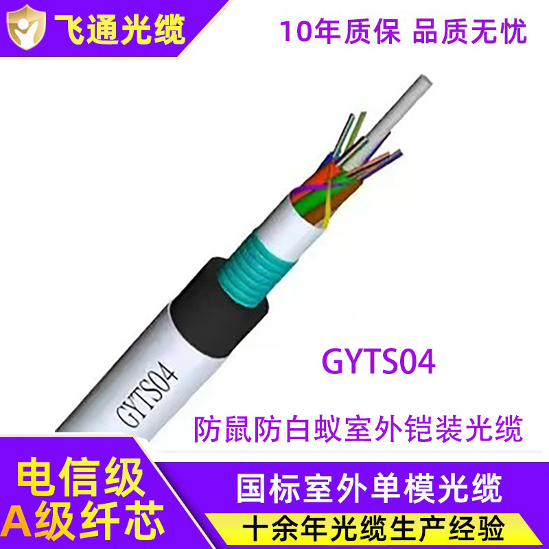 室外铠装光缆4芯12芯24芯48芯144芯GYTS04防鼠防白蚁光纤光缆厂家