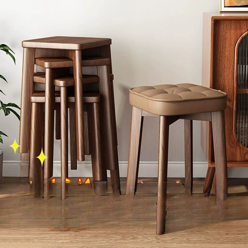 Бытовая гостиная Квадратная скамейка Стол Стол Стулья можно сложить, чтобы вместить деревянный стул Простая маленькая скамейка