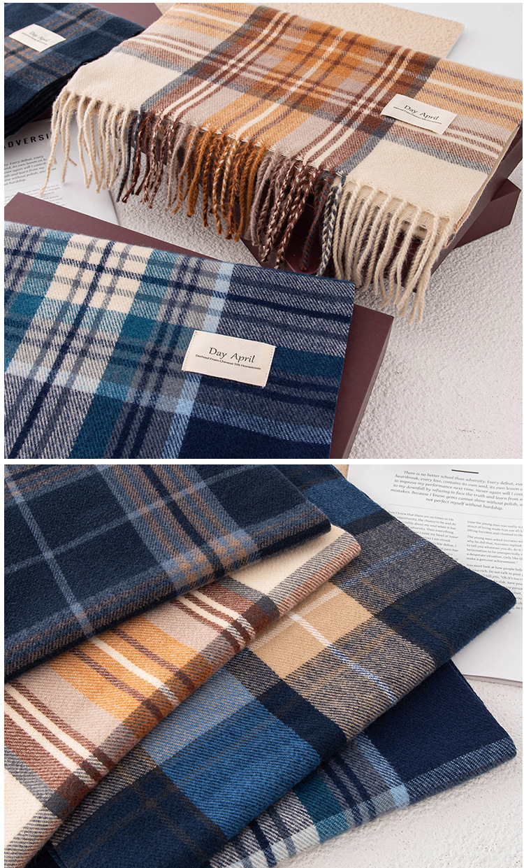 Cashmere Scarf Plaid Shawl Warm Winter Scarf For Women Versatile_voghion.com