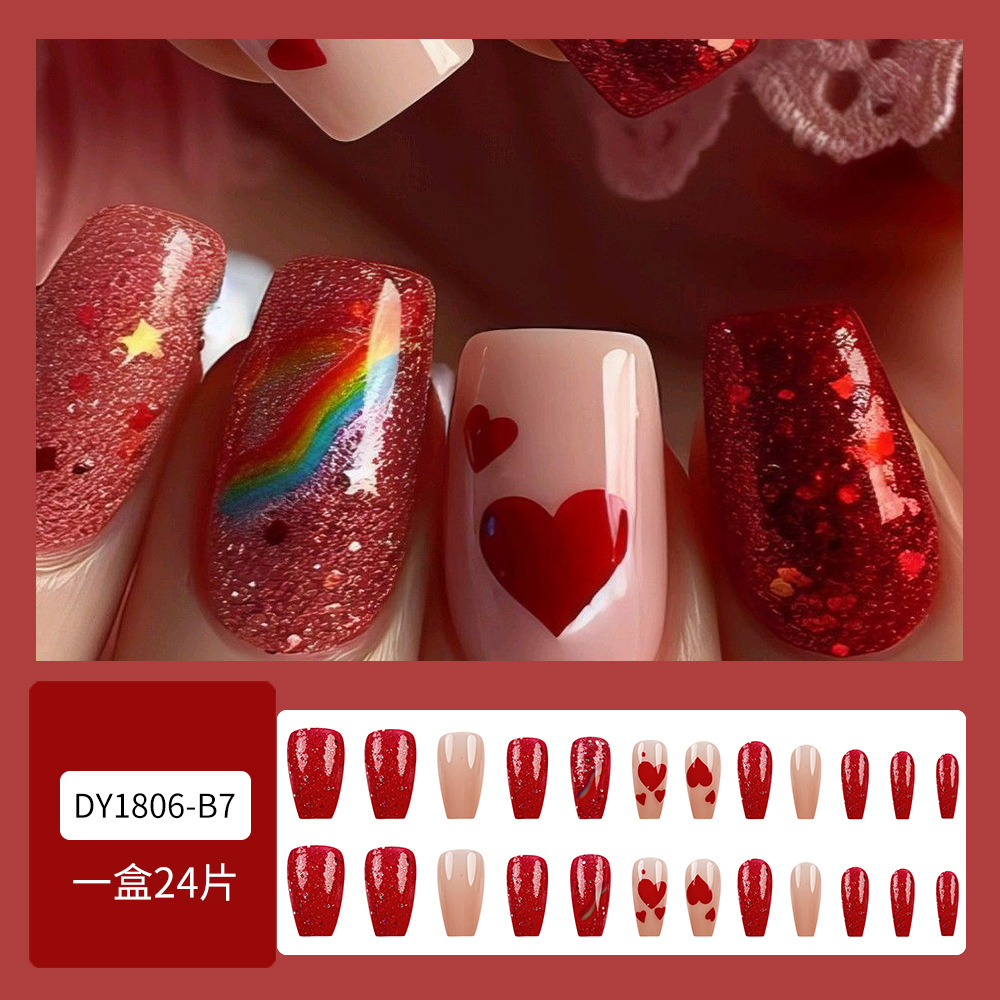 Día de San Valentín arco iris de amor manicura polvo brillante sequinilla parche de uñas de alta calidad europea y americana venta caliente para usar uñas
