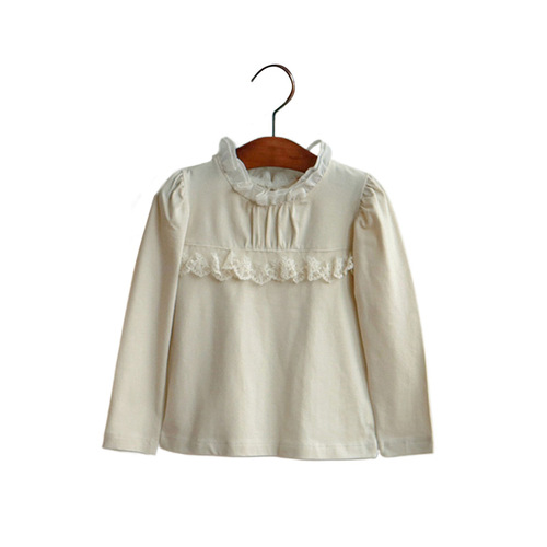 2024 Spring New Strawberry San Korean Children's Girls Stylish Small Stand Collar Lace Camisole T-shirt