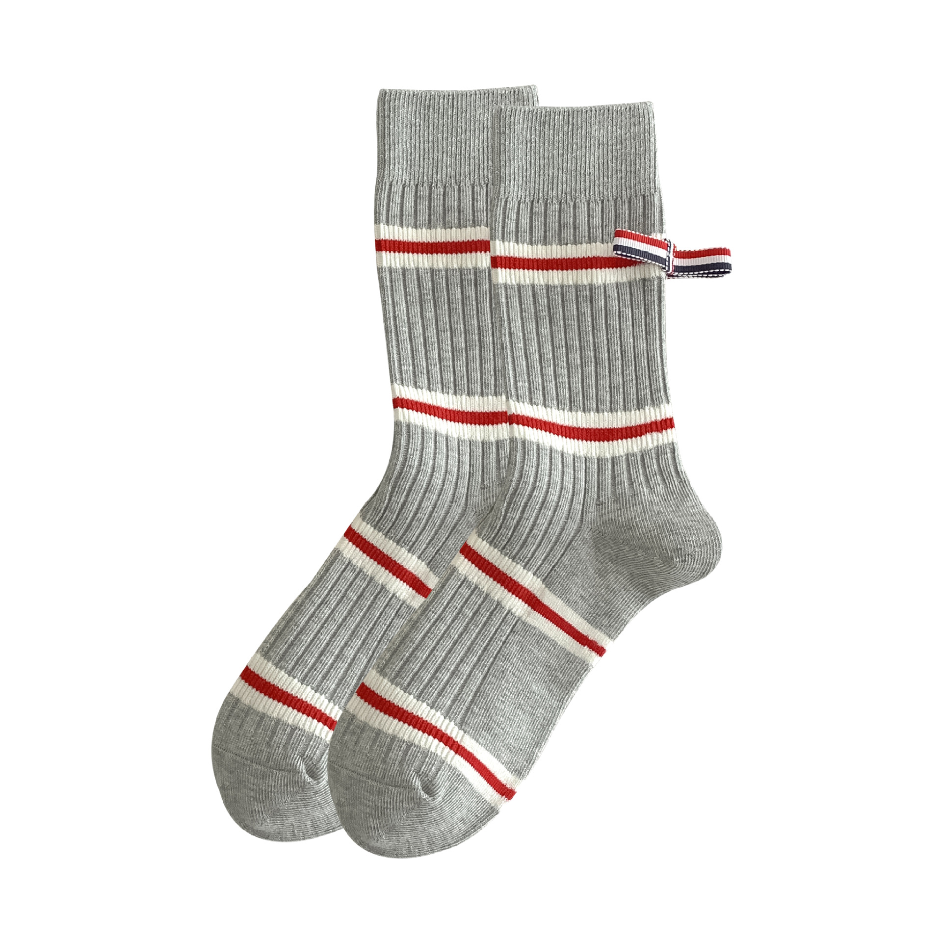 Calcetines de primavera y otoño, calcetines de mujer de doble aguja a rayas, moda, arco, calcetines, calcetines de mujer al por mayor