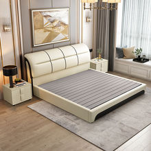 真皮床现代简约1.8主卧室2米储物高端大气轻奢婚床1.5m实木双人床