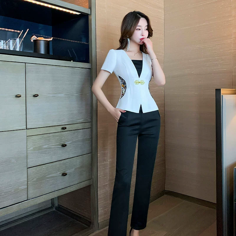 Спецодежда для техников, женская одежда для массажа ног, новая одежда для похудения талии, оздоровительный центр, ванночка для ног, рабочая одежда 8096, брюки с короткими рукавами