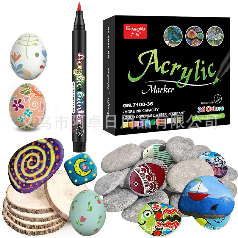 Cross -border Mark hand -painted stone wood graffiti toy Christmas…