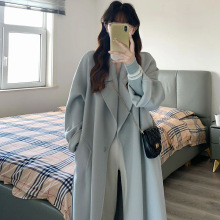 秋冬季中长款过膝苏里南双面绒毛呢外套女高档百搭小个子呢子大衣