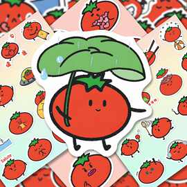164张Q版小番茄贴纸可爱呆萌卡通小精灵表情包创意装饰贴画diy
