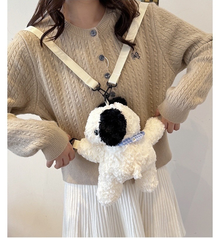 612g Weight Nylon Lining Material Zipper Closure Type Double Shoulder Straps Strap Type Casual, Shopping Occasion Plush Material Women's Backpack Backpack little bear, Dog, Sheep Pattern All Seasons Season Women's Gender Cute Style Cylindrical Shape Little Bear Dog Sheep Casual Shopping Women's Backpack 17