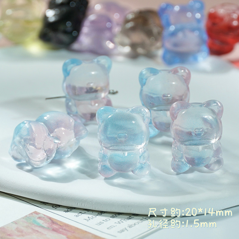 批发14x20mm琉璃吞金兽爱横孔爱心小熊diy手工制作手串项链材料|undefined