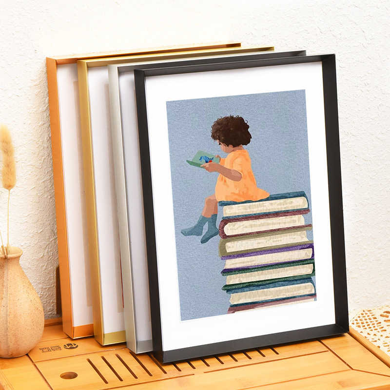 The beveled aluminum alloy metal photo frame set table modern simple puzzle frame mounted 4K8K picture frame wall advertising poster