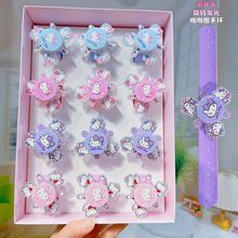 带开关的可爱kt猫咪卡通啪啪圈儿童发光旋转闪灯手环玩具带灯手镯