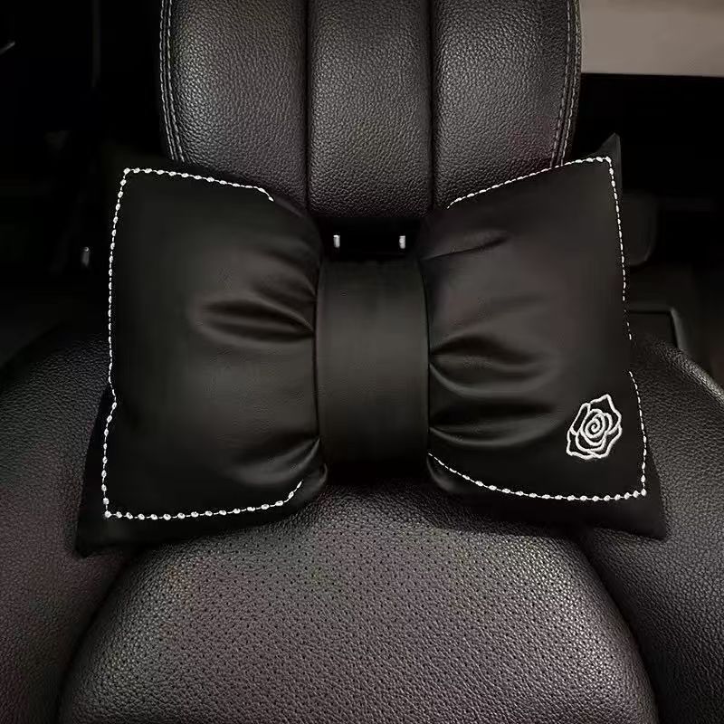 Car Seat Cushion, All-Season Use, Chanel-Style Goddess Design, Popular Camellia Flower Breathable Car Lumbar Support Cushion