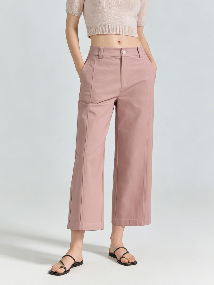 Quần culottes nữ ống rộng cạp cao dáng suông vải modal mềm mại — Xanh lông mòng đen