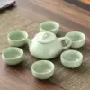 [7 pieces] Green Ru Kiln stone floating pot + 6 Green Ru Kiln tumblers