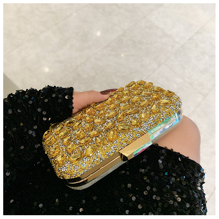 New cross-border full-diamond shiny bags, diamond-encrusted clutch bags, dinner bags, wedding banquet bags, party bags, small square bags and women's bags undefined