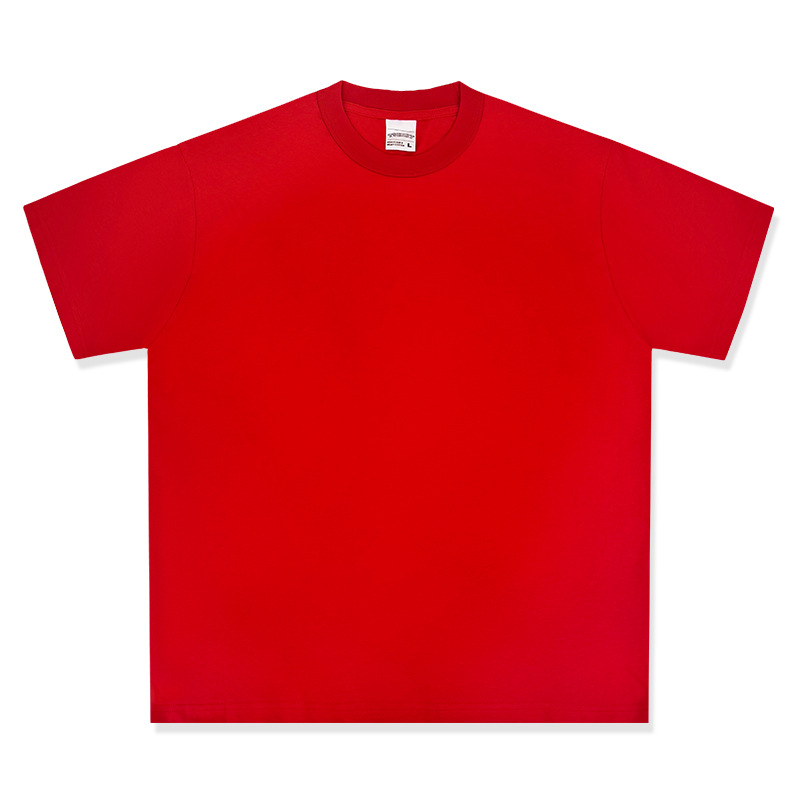 Camiseta de manga corta retro desgastada de algodón pesado transfronterizo 260G versión de lavado de agua suelta cuello redondo de moda base lisa T