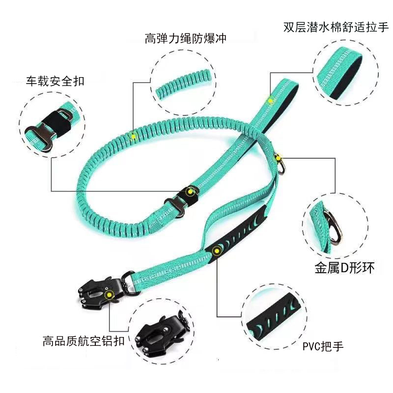 Correa de Tracción para Perro Mediano/Grande con Hebilla Rana, Táctica, Reflectante, Transfronterizo