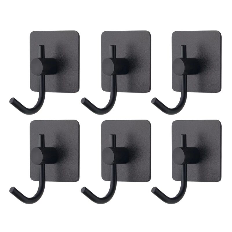 Adhesive Hooks, Sticky Wall Hooks, Stainless Steel 304 Black, No Drilling Required, Kitchen, Bathroom, Office Wall Hooks Adhesive Hooks, Sticky Wall Hooks, Stainless Steel 304 Black, No Drilling Required, Kitchen, Bathroom, Office Wall Hooks