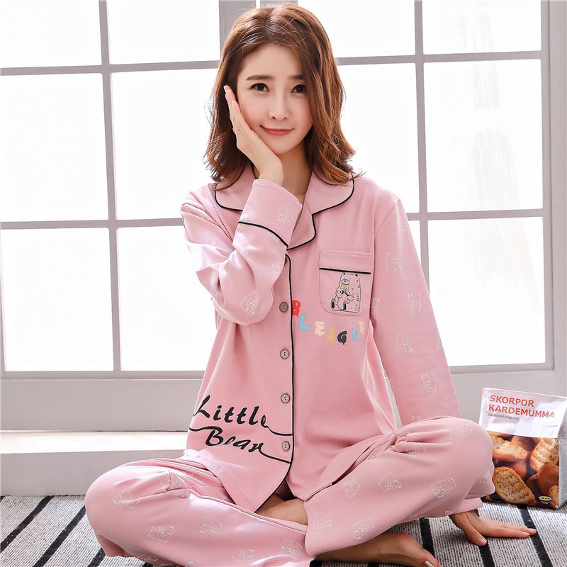 Pijamas de primavera y otoño para mujer 100% algodón de manga larga cardigan delgado para mujer talla grande ropa de confinamiento para mujer ropa para el hogar traje de invierno