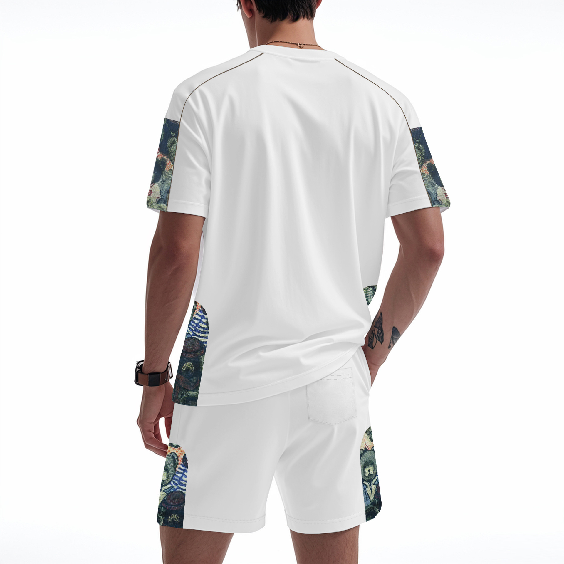 Men's Clothing Men's Trendy Sports Casual Hip Hop Round Neck Short Sleeve Bear Print Loose Fit Breathable Suit High Street Style_viptrois.com