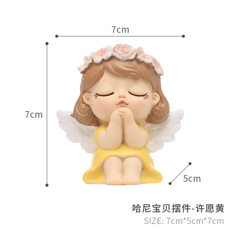 Creativo Hani Ángel decoración del hogar sala de estar decoración de escritorio artesanía de resina pequeña decoración DIY muñeca regalo