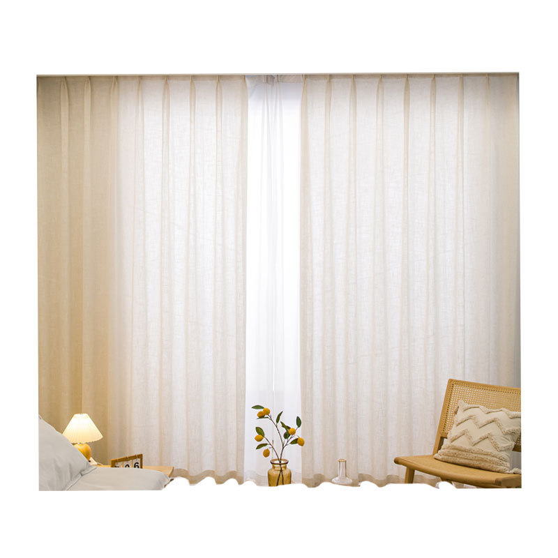 Japón estilo simple lino marrón hilo de efedra grueso hilo de lino ventana de sala de estar ventana flotante de piso de tela de ventana productos terminados