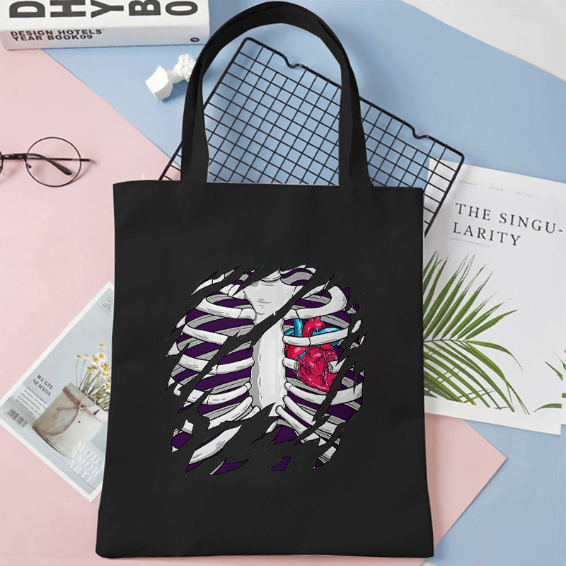 Halloween calavera impresa bolsa de lienzo 35 * 40 bolsa de gran capacidad para comprar bolsas de mano venta caliente transfronteriza 0902 - 8