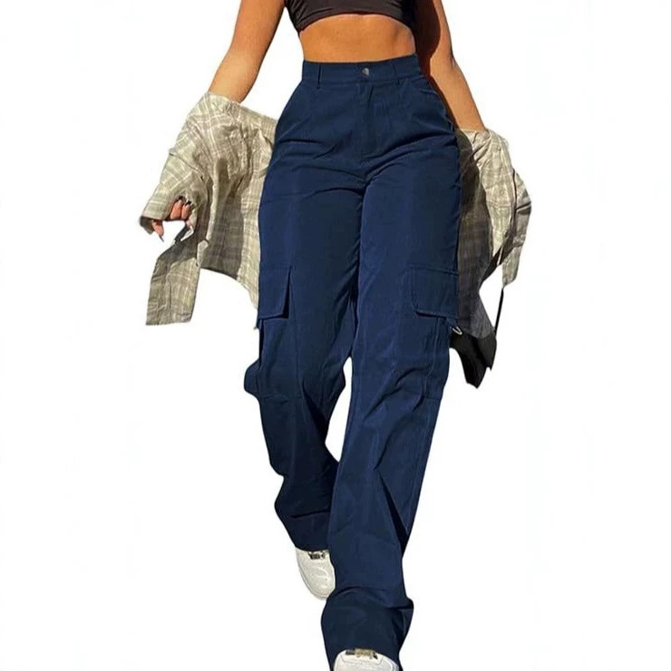 Cross-Border Popular American-Style Casual Amazon European and American Style Solid Color Sweatpants for Women, Fashionable High-Waisted Thin Elastic Cargo Pants Cross-Border Popular American-Style Casual Amazon European and American Style Solid Color Sweatpants for Women, Fashionable High-Waisted Thin Elastic Cargo Pants