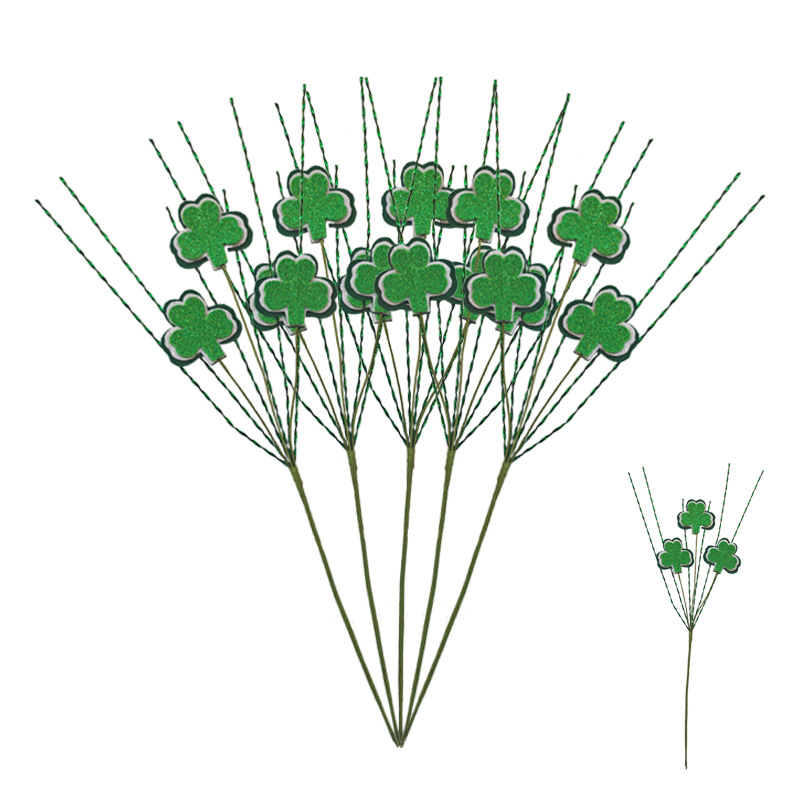 Nuevos productos transfronterizos del día de Irlanda simulación de grasa afortunada trébol fieltro ramas decoraciones festivas de San Patricio