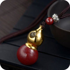 硃砂吊墜簡約十二生肖吊墜葫蘆男女國潮批發可打開裝東西空心吊墜