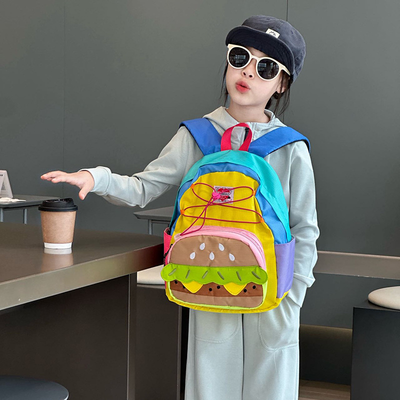 Cartoon Cute Hamburgo mochila para niños y niñas Mochila de diseño personalizado de gran capacidad 2026 nueva mochila infantil transfronteriza