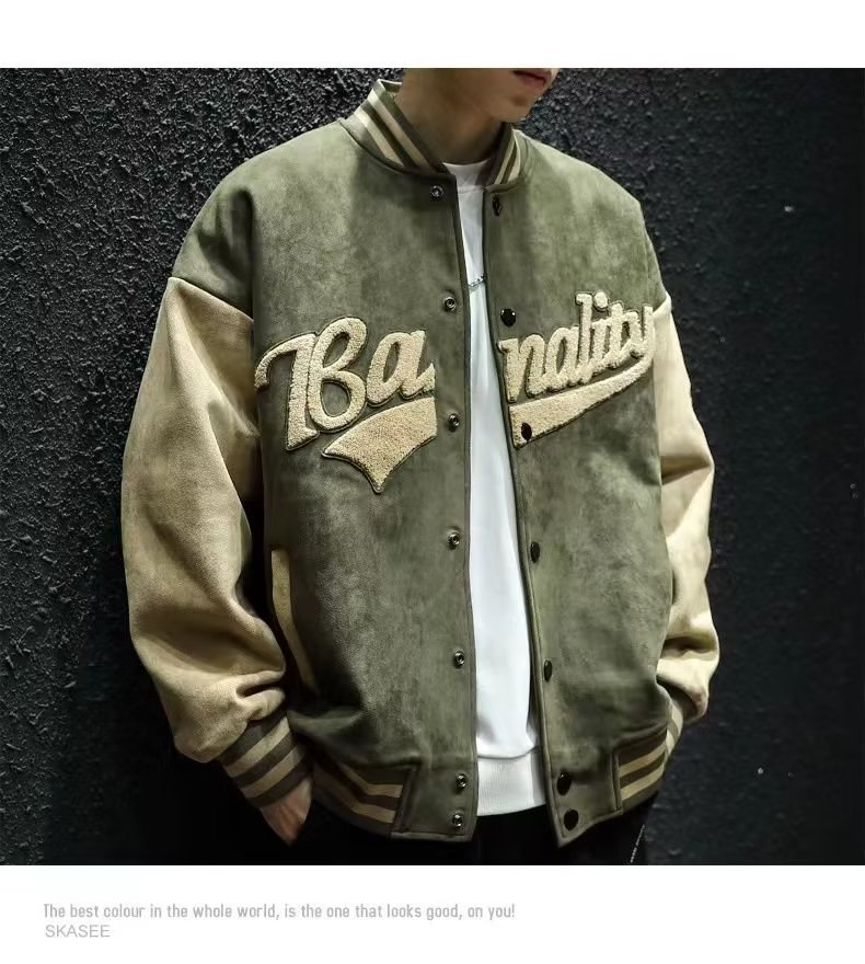 Maillot de Baseball en daim pour hommes, manteau américain automne/hiver, haut ample, veste de pilote brodée, à la mode, printemps/automne_voghion.com