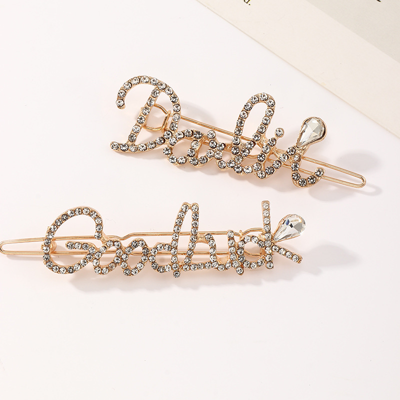 New Fashion Letter Rhinestone Alloy Hairpin display picture 5