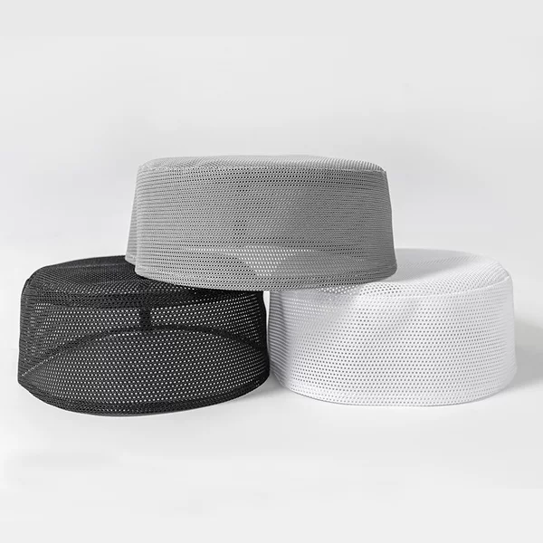 New Style Men's Hat, Summer Ethnic Style Breathable Flat-Top Hat with Mesh Holes for Hui People