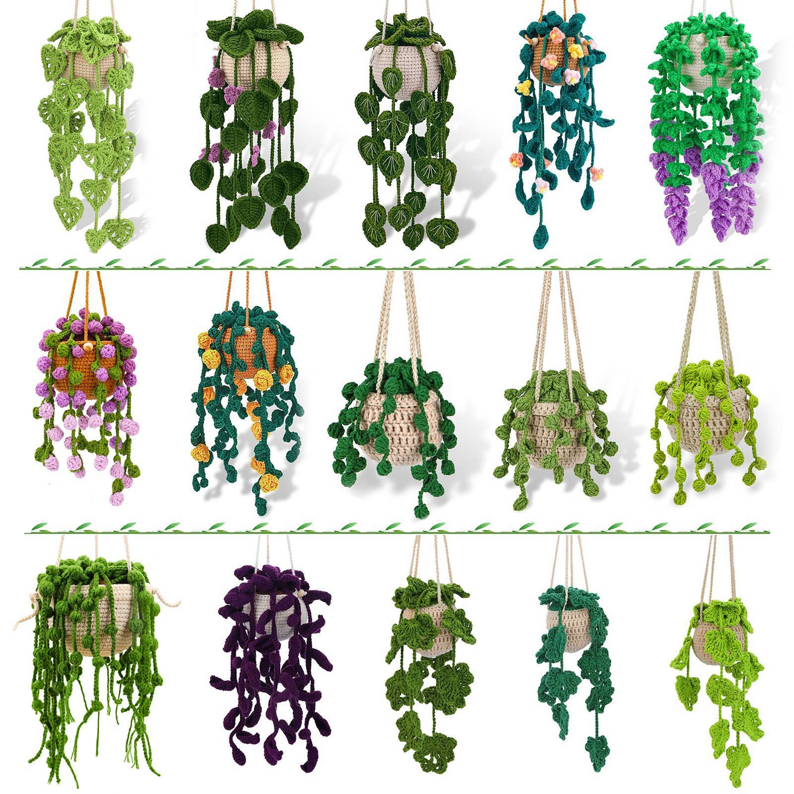 亚马逊钩针材料包吊篮材料包手工DIY制作创意家居挂件