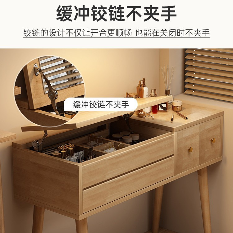 Tablero de vestir con espejo, tabla de maquillaje, armario de almacenamiento del dormitorio en una pequeña mesa de almacenamiento de madera sólida nueva image 3