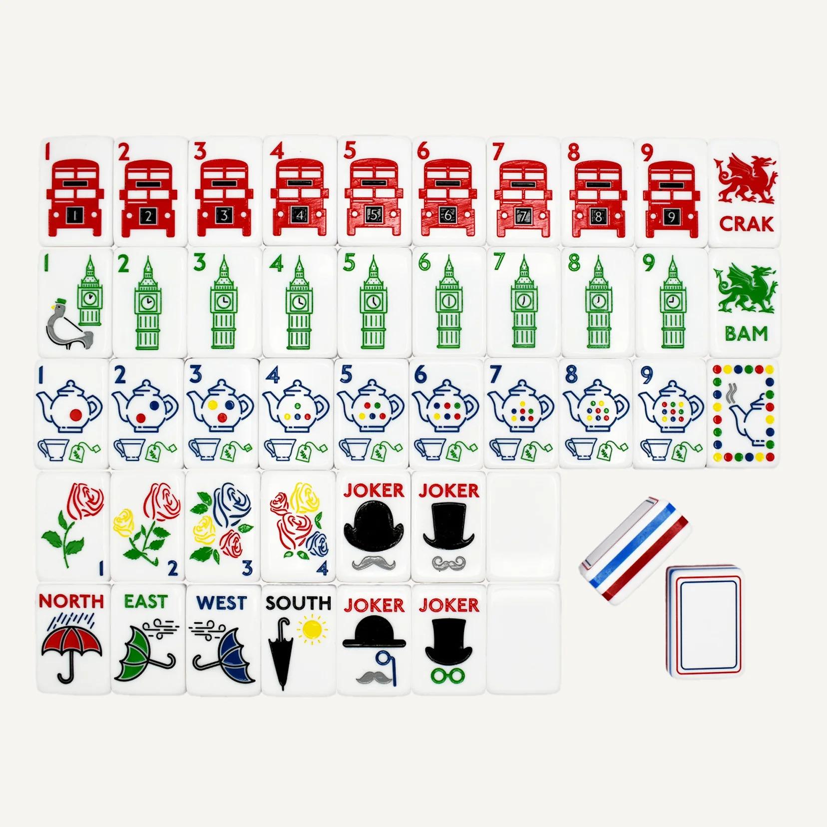 (In-Stock Direct Shipment) Acrylic Five-Layer British Retro Bus Double-Sided Engraved American Mahjong American-Style Mahjong