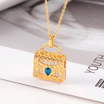 Cross-border Amazon S925 Sterling Silver Bag Pendant Set natural Topaz senior Seiko Choi Bao Versatile Jewelry