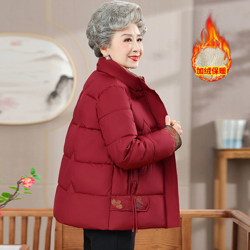 Бабушка зимняя куртка для женщин среднего и пожилого возраста хлопчатобумажная одежда мама плюшевая толстая хлопчатобумажная куртка старушка свободная теплая хлопчатобумажная одежда