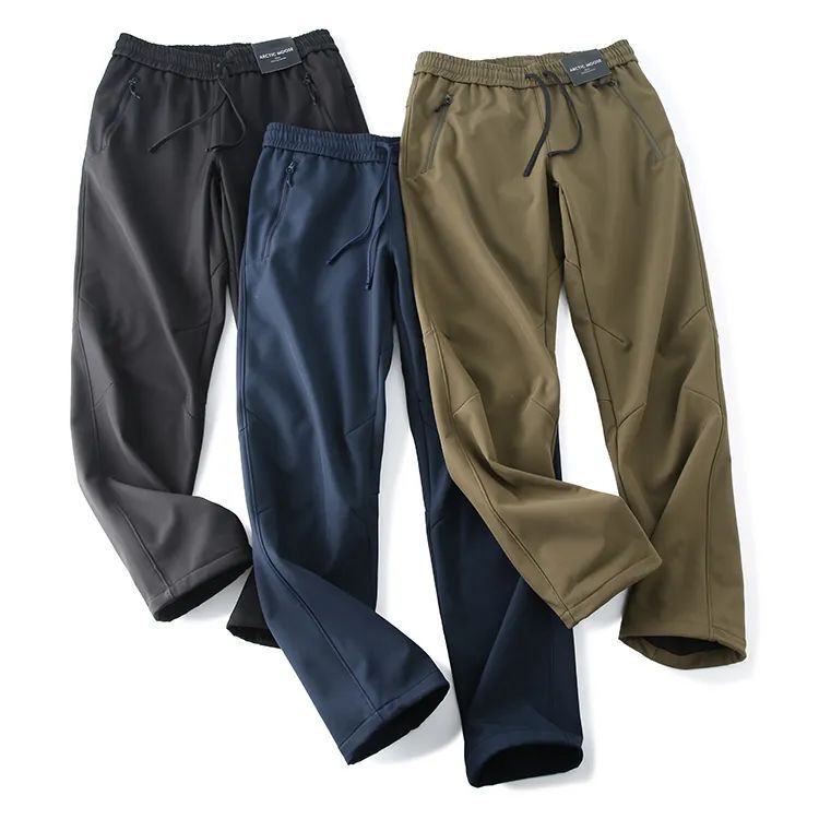 Outdoor Windproof Waterproof fleece-lined Thickened Soft Case Pants Leg Tightenable Windproof Pants Charge Pants Elastic Loose