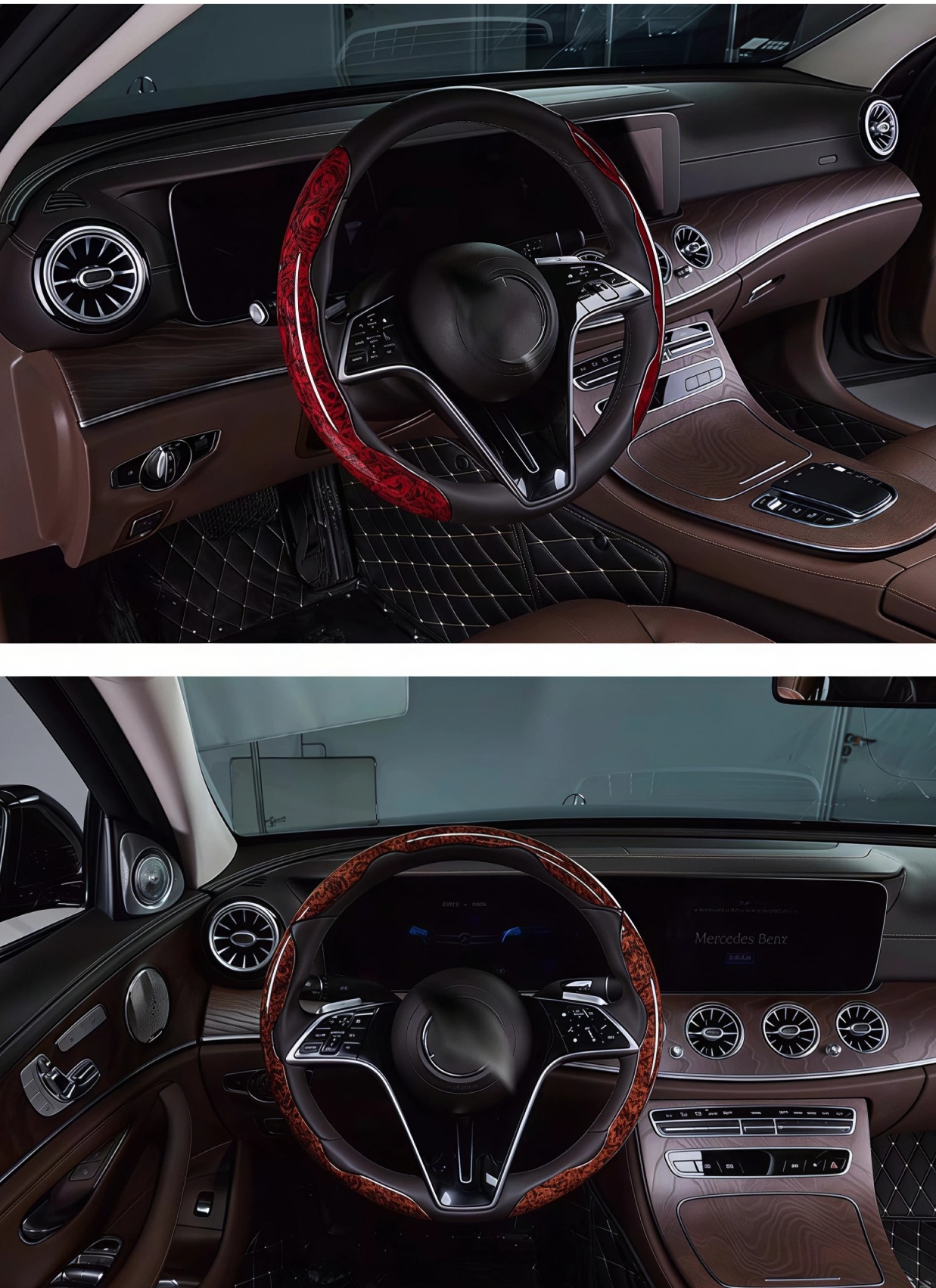 Car steering wheel cover with peach wood grain, ultra-thin, suitable for all seasons, non-slip, snap-on decorative cover, cross-border wholesale