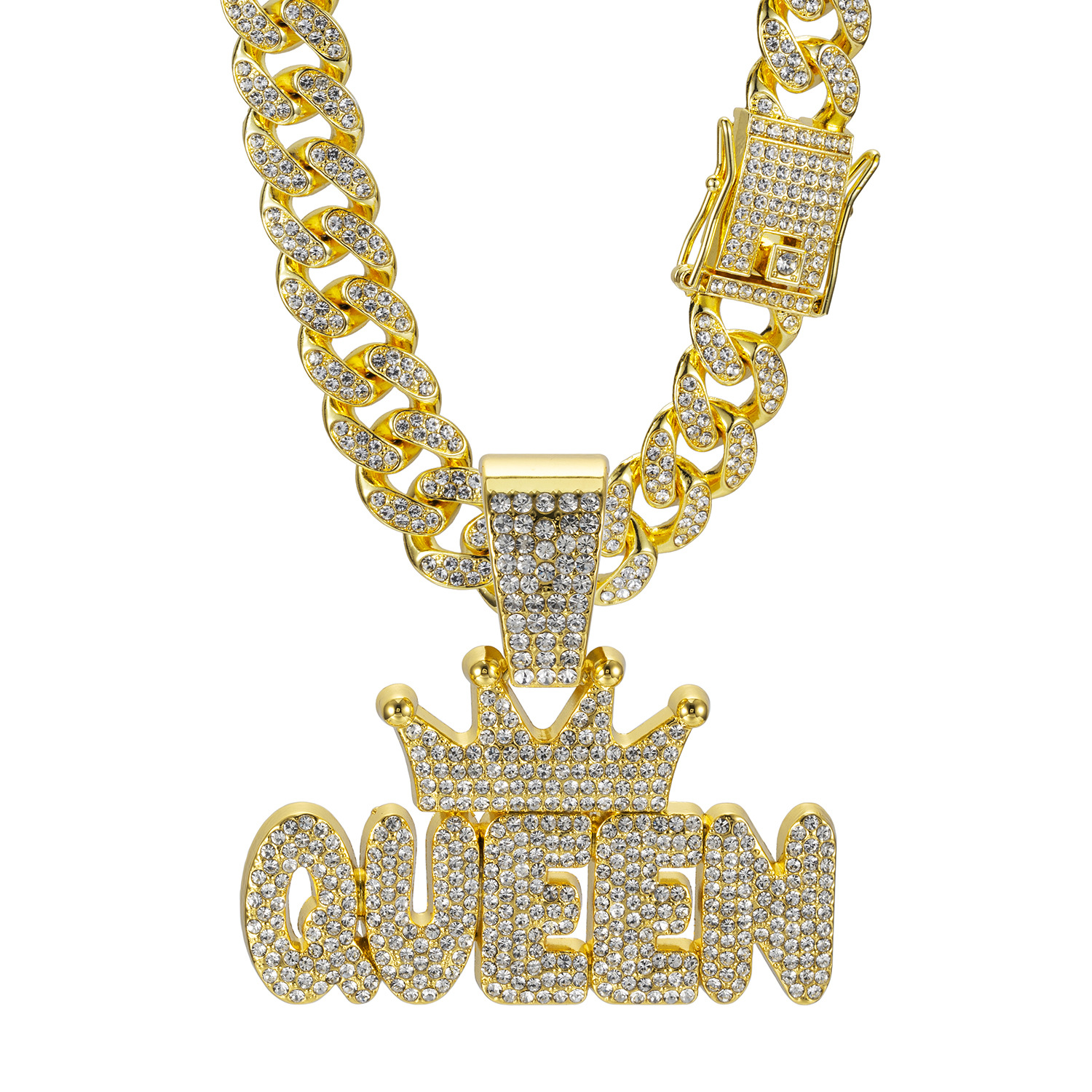 Hip-Hop Letter Crown Alloy Diamond Men's Pendant Necklace Seed Bead Jewelry display picture 10