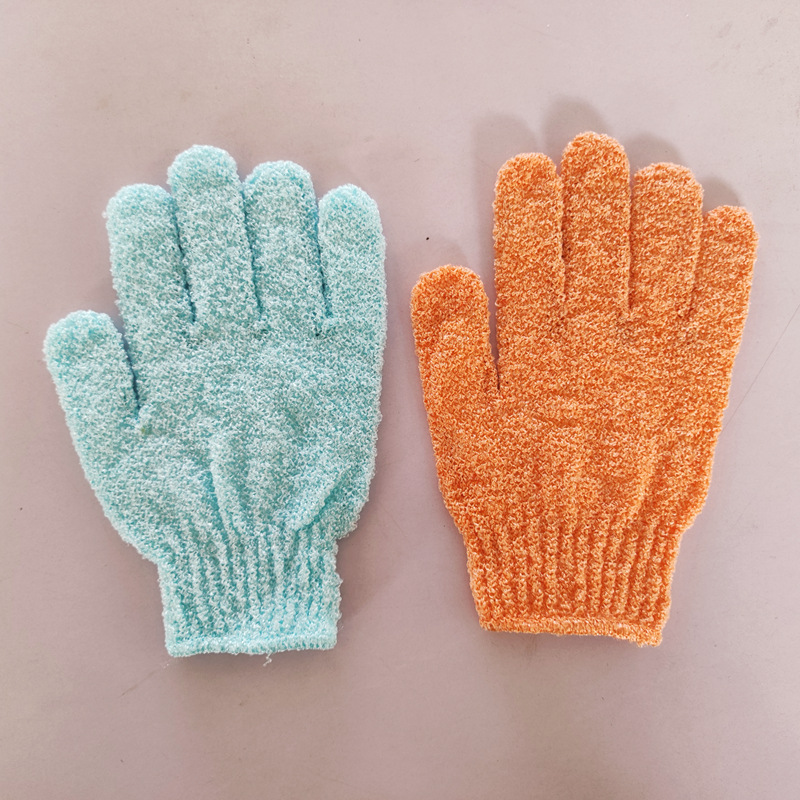 Guantes de baño de cinco dedos de nylon guantes de masaje de sauna guantes de baño de exfoliación guantes de baño