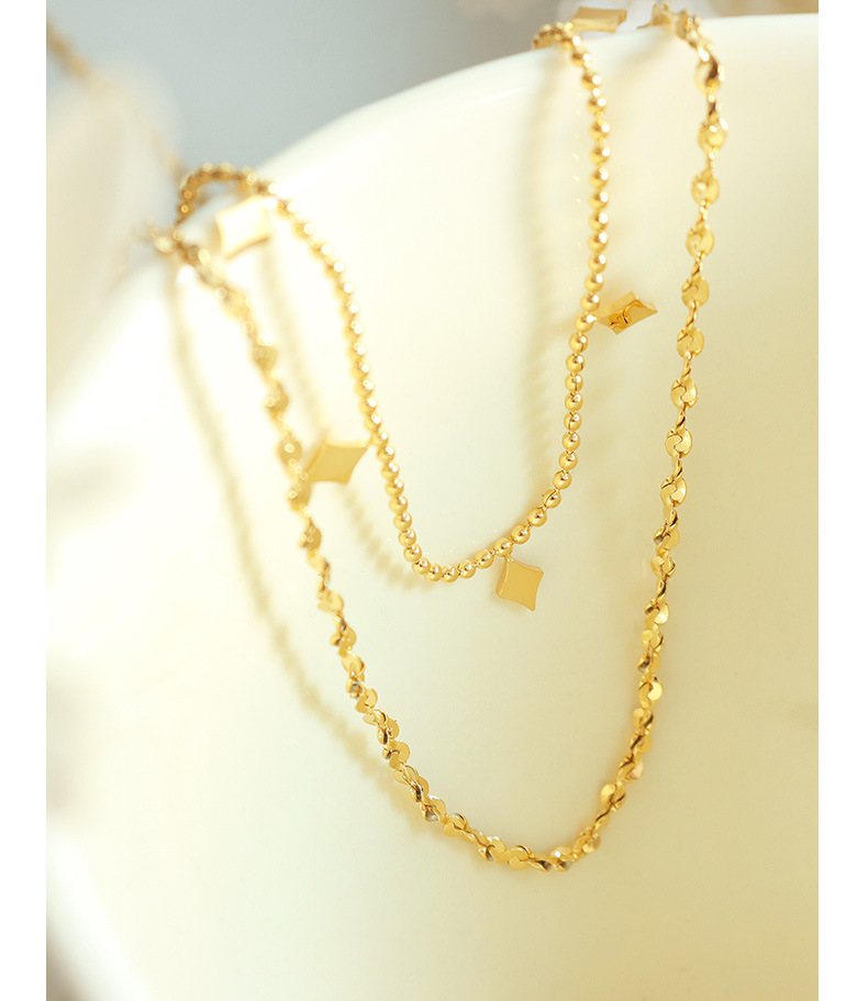Simple Style Rhombus Titanium Steel Layered Necklace 1 Piece