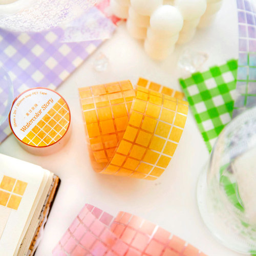 Twilight PET Tape Watercolor Story Series Colorful Plaid Handbook Decoration Material Recycling Stickers 8 Choices