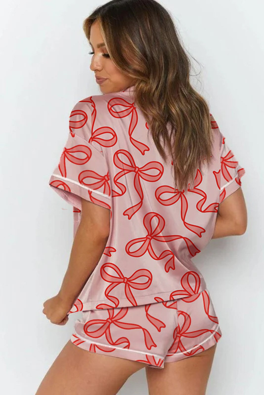 Comfort Function Holiday Women's Cartoon Style Heart Shape Imitated Silk Polyester Shorts Sets Pajama Sets
