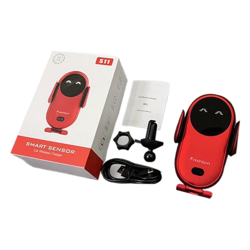 Cargador inalámbrico para coche S11 con sensor infrarrojo y soporte automático, carga rápida
