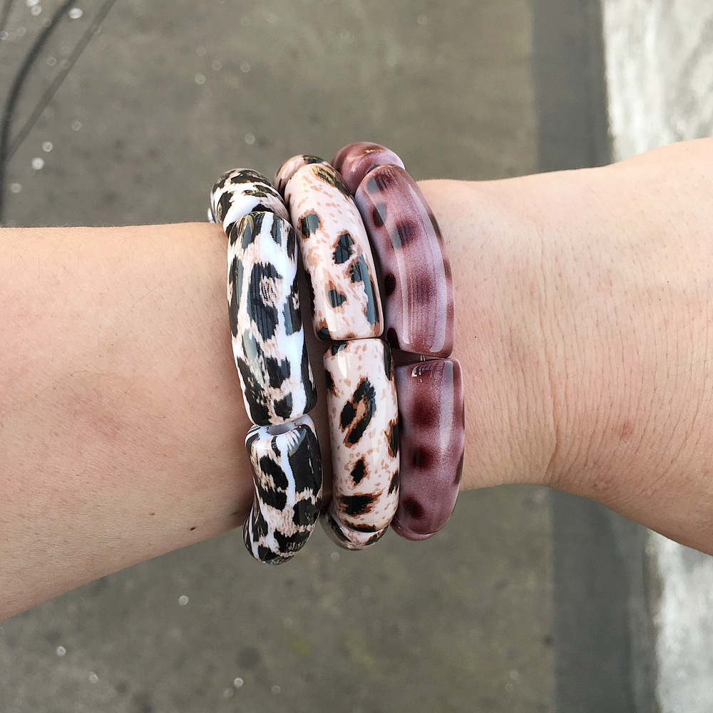 Bangle Classification Elastic string Chain Material Retro Ethnic Style Leopard Arylic Bangles Wholesale