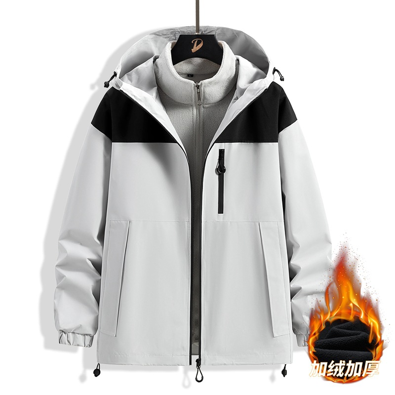 3 - en - 1 vestir de asalto para hombres otoño y invierno al aire libre función de viento engrosado a prueba de viento chaqueta encapuchada abrigo deportivo de moda