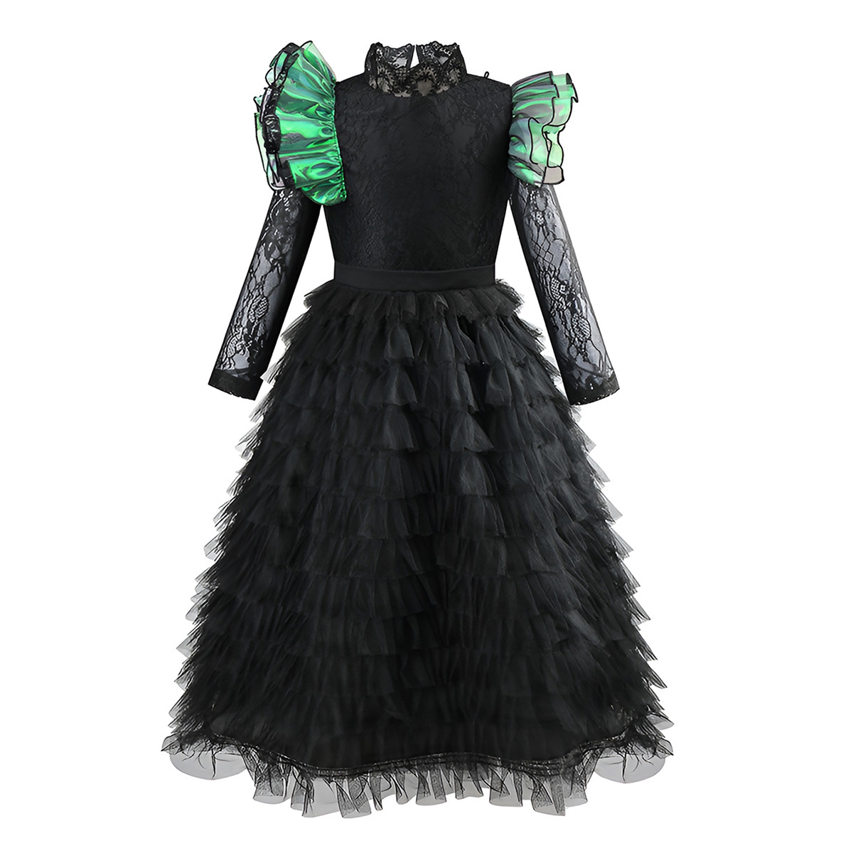 2026 explosión transfronteriza mágica bruja mala cosplay encaje negro vestido largo vestido de fiesta de Halloween